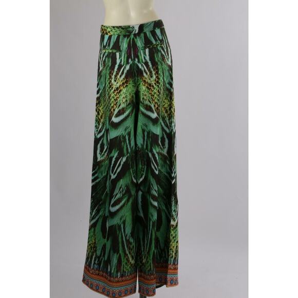 SAI SANKOH Green Tropical Print Wide Leg Trousers Pants Size S - Picture 10 of 11